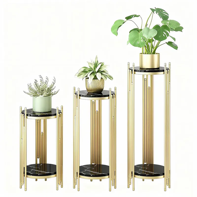 for Modern European Style Flower Stand Wedding Event Decoration Use Golden Stainless Steel Metal Frame Marble Flower Stand
