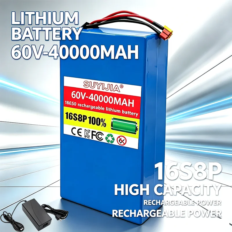 SUYIJIA 60V 40000mAh 40Ah 16S8P Lithium Ion Battery 1000-3000W High Power Pack For Electric Bicycle E-Scooter Replacement