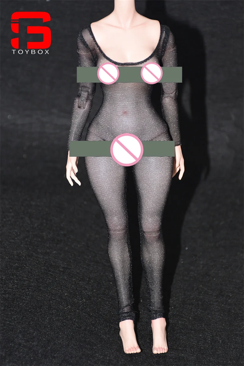 In Voorraad 1/6 Vrouwelijke Zwarte Netto Jumpsuit Bodysuit Rubberen Band Strap Model Fit 12 ''TBL S07 S52 AT202 Soldaat action Figure Body