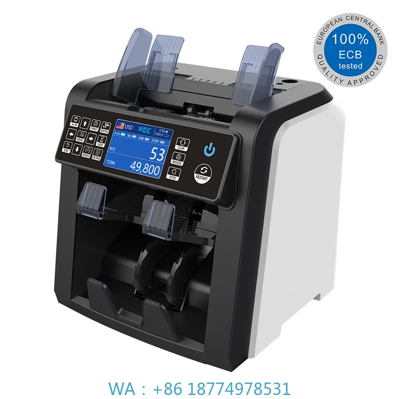 l Detector Machine Currency Sorter Contadoras Billetes Chuanwei 2 Pocket Bill Counter Mixed Denomination Money Value Counter Bil