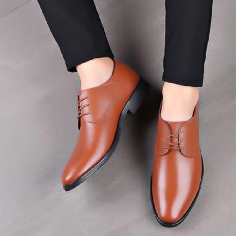 Spring Autumn Dress Shoes Man Office Pointed Toe Social Shoe for Men Suit Leather Casual Elegant and Classic 2024 Style Clothing