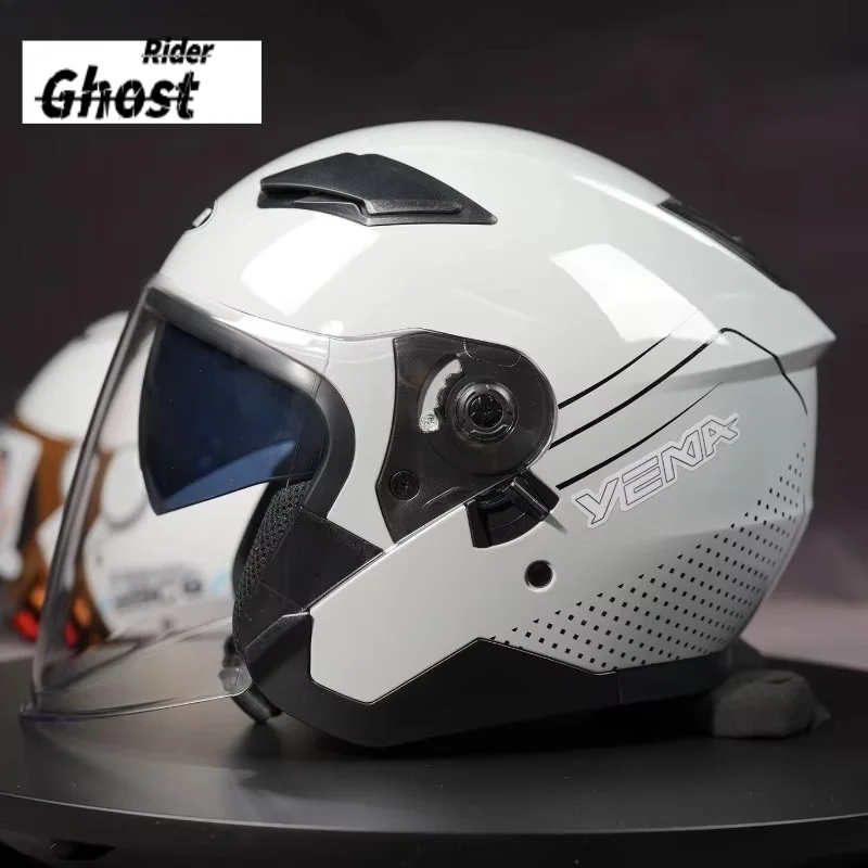 Double Visor Electric Motorbike Bicycle Scooter Safety Helmet Men/Women Half Face Summer Motorcycle Helmets for Four Seasons