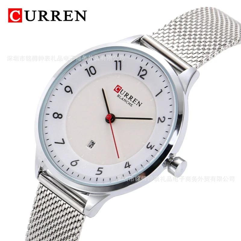 Curren 9035, женские часы с календарем, модные повседневные часы со стальным ремнем, водонепроницаемые кварцевые часы