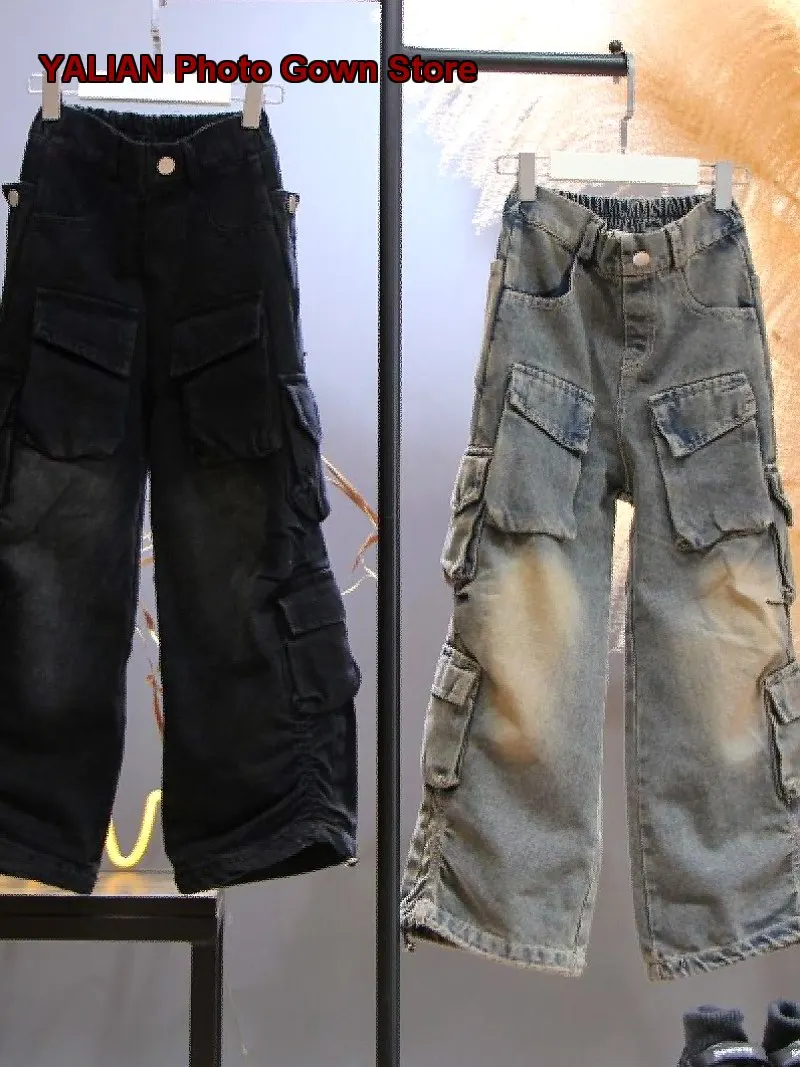 Boys Pants Kids Spring Autumn Hip-Hop Pocketed New Casual Style Older Kids