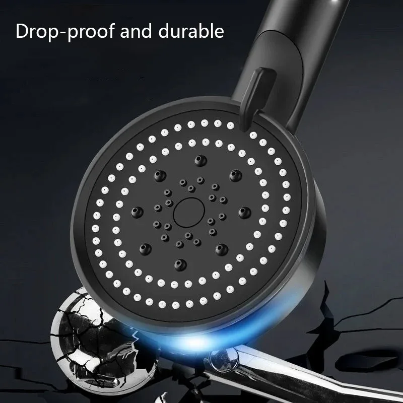 5 Modes Adjustable  Shower Head High Pressure  Showerheads with Hose Water Saving One-Key Stop Spray Nozzle Bathroom Accessories