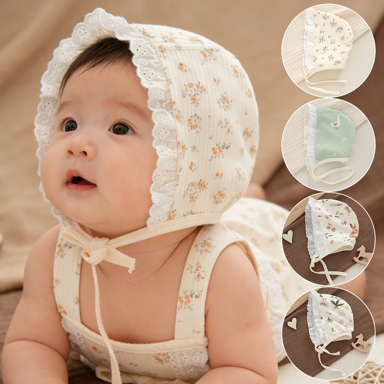 

Шапка феда для новорожденных от 0 до 5 месяцев, реквизит для фотосессии принцессы для девочек, головные уборы, детский цветочный принт, кружевная шапка с рюшами и дворцовыми защитными ушками