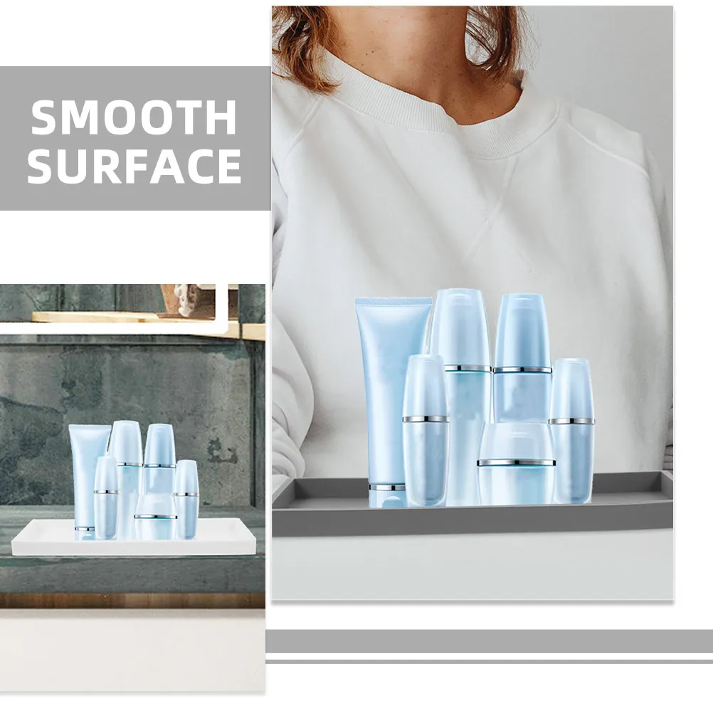 

2Pcs Silicone Vanity Tray Bathroom Counter Organizer Large Soft Non Slip Storage Tray for Soap Perfumes Jewelry Cosmetics