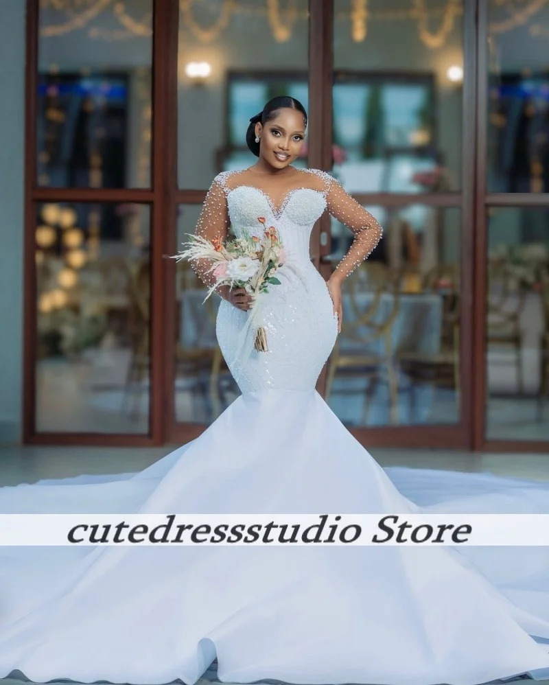 南アフリカヴィンテージマーメイドウェディングドレス 2025 高級ビーズスパンコールロングマーメイドブライダルドレス Vestidos De Noiva カスタマイズ
