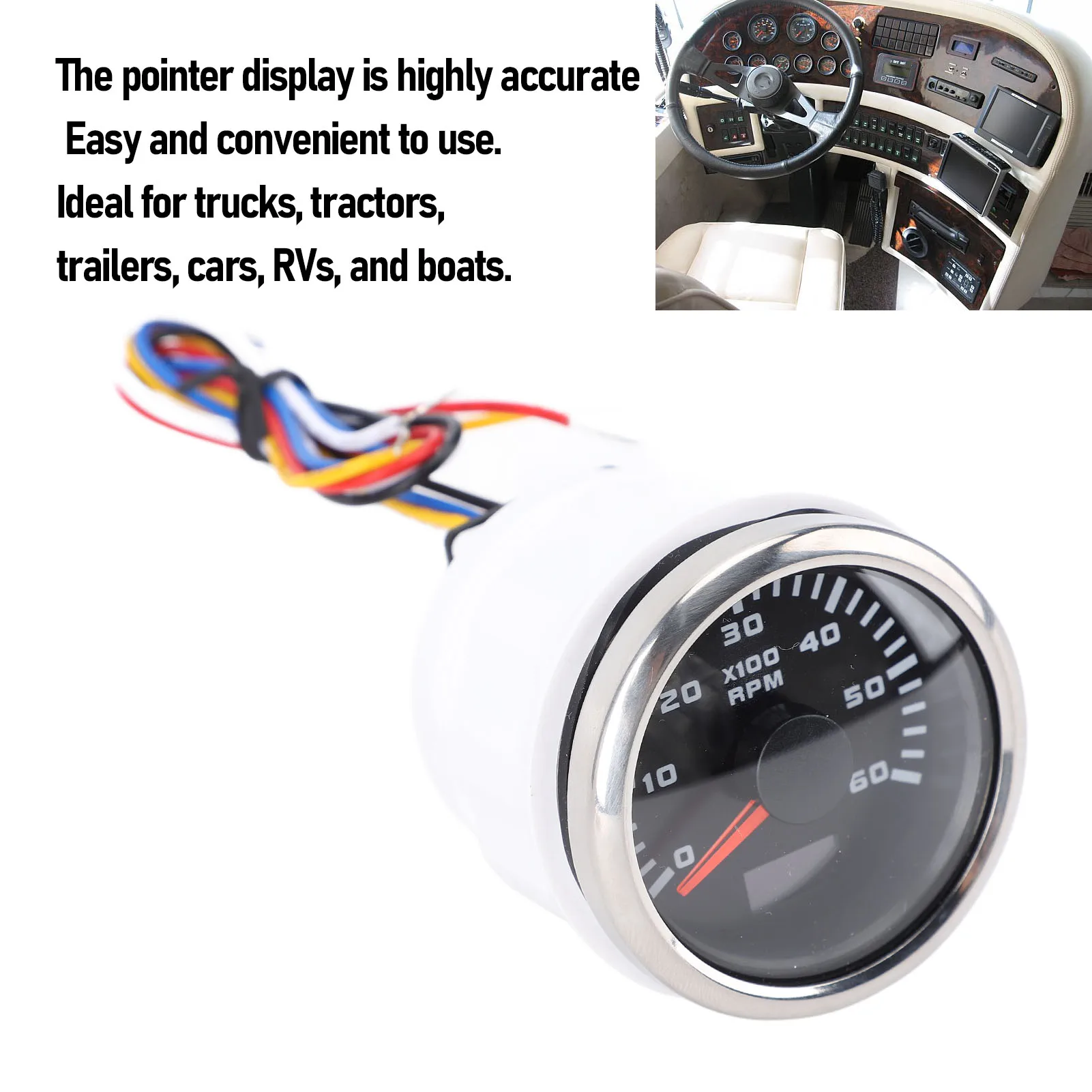 

Автомобильный измеритель оборотов, портативный тахометр 52 мм, точное считывание, 7 цветов, подсветка, стабильное соединение, указатель 6000 об/мин для автофургона