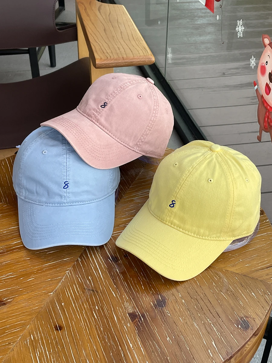 Embroidered Small 8 Baseball Cap Unisex Spring Summer Breathable Sunshade Hat Face Slimming Adjustable Cotton Cap for Couples