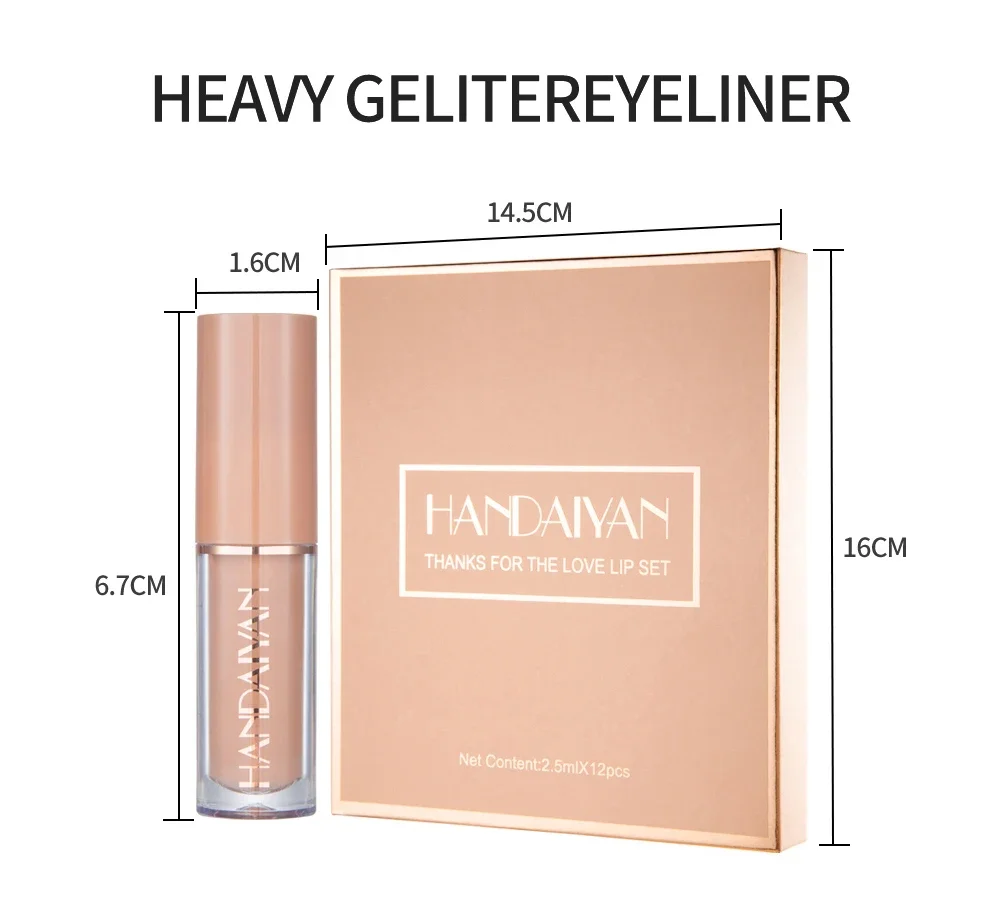 12 Colors Matte Liquid Lipstick Set Long-Lasting Waterproof Non-Stick Cup Waterproof Lip Glosses Women's Makeup Lipgloss Kits