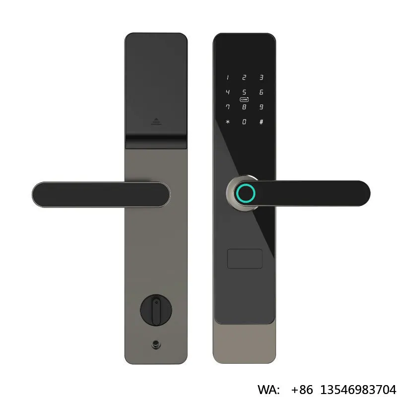 

Zigbee WiFi TTlock App Keyless Digital Fingerprint Smart Front Door TT Handle Lock with 6068 Mortise