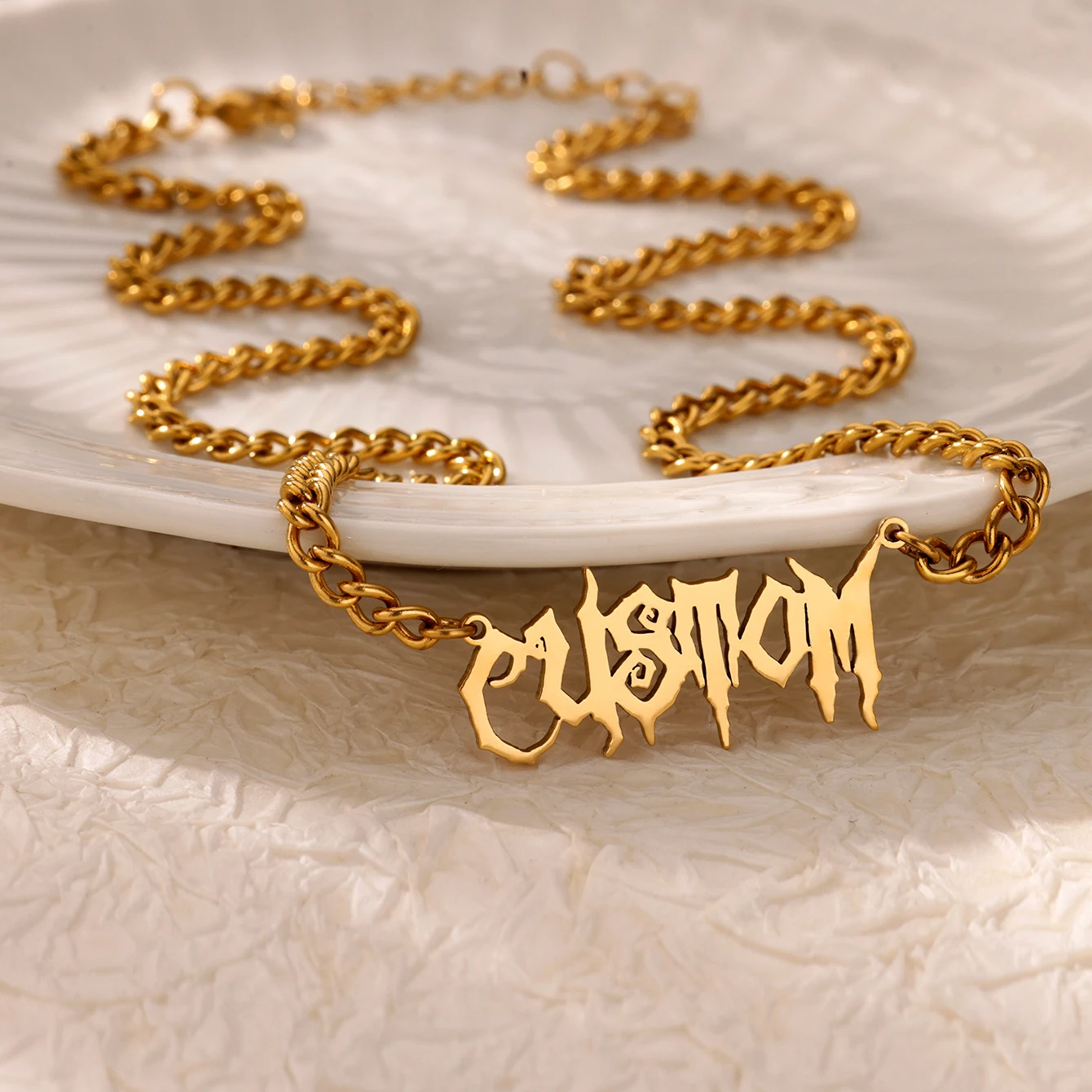 Custom Name Necklaces For Women Men Stainless Steel Thick Cuban Chain Customized Necklace Pendant Personalized Neck Jewelry Gift view 5