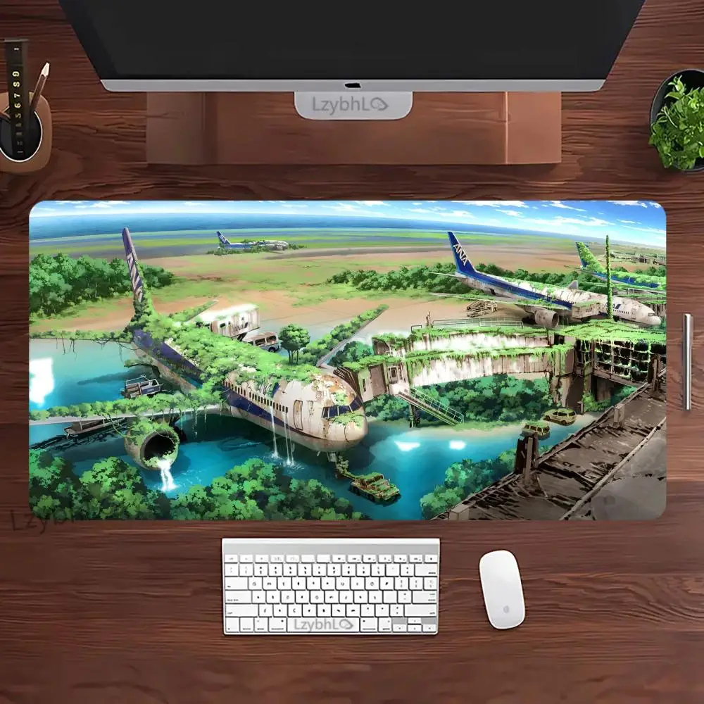 

Green Airplane Mouse Pad Large Gaming MousePad Anti-Slip Rubber Deskmat XXL Gamer Office Computer Accessories Extended Desk Mat