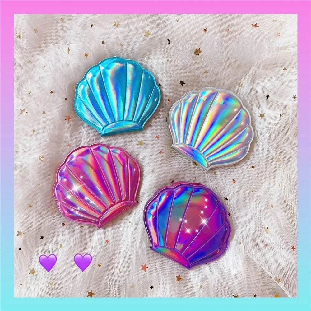 Traum Laser Farbe Shell Form Make-Up Spiegel 2X Vergrößerungs Spiegel Tragbare doppelseitige Klapp Tasche Kawaii Make-Up Zubehör