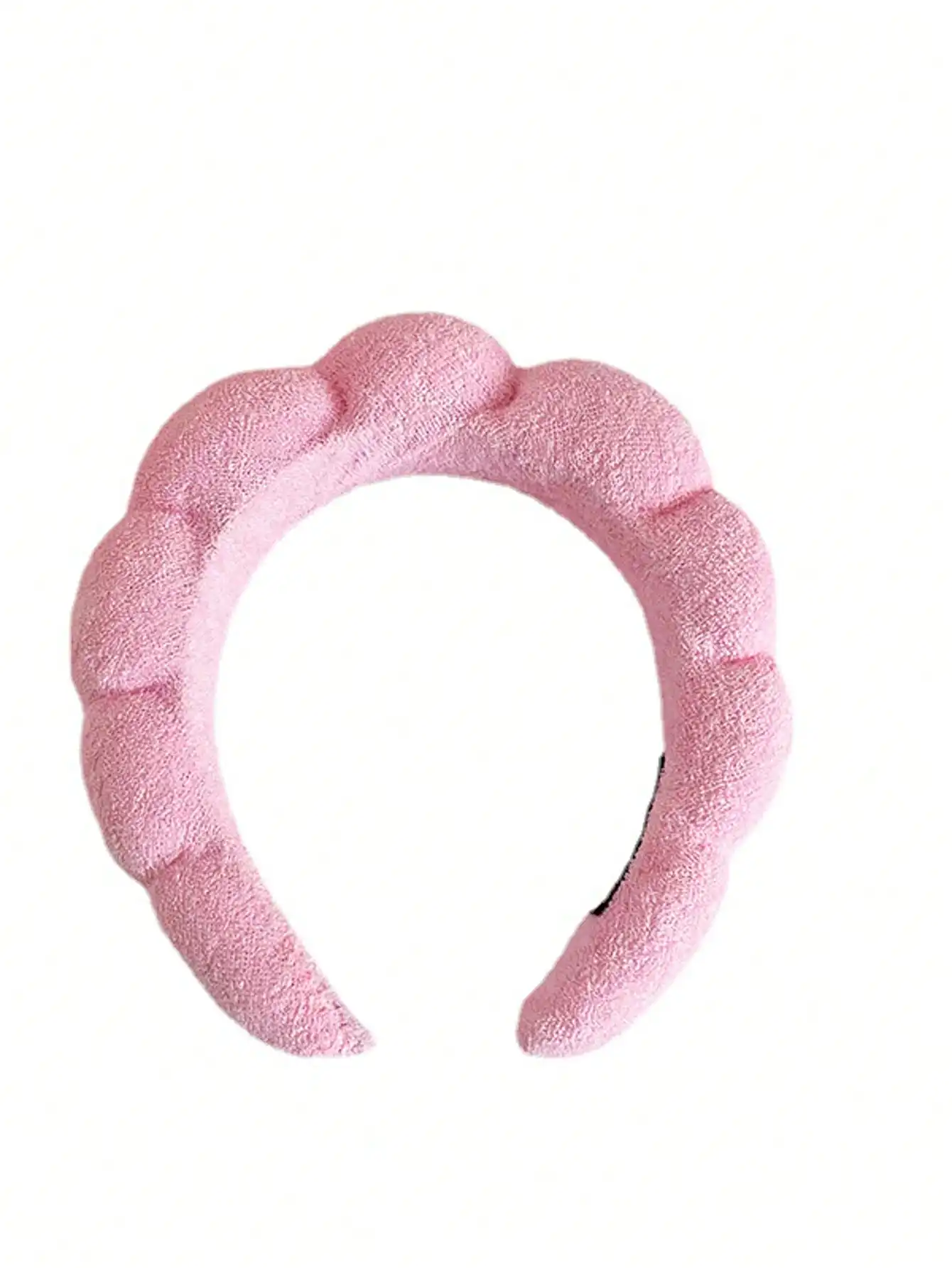 

Pink Textured Scallop-Edge Headband For Facial Care, Spa, Makeup & Skincare Routine – Soft, Stylish Accessory For Women And