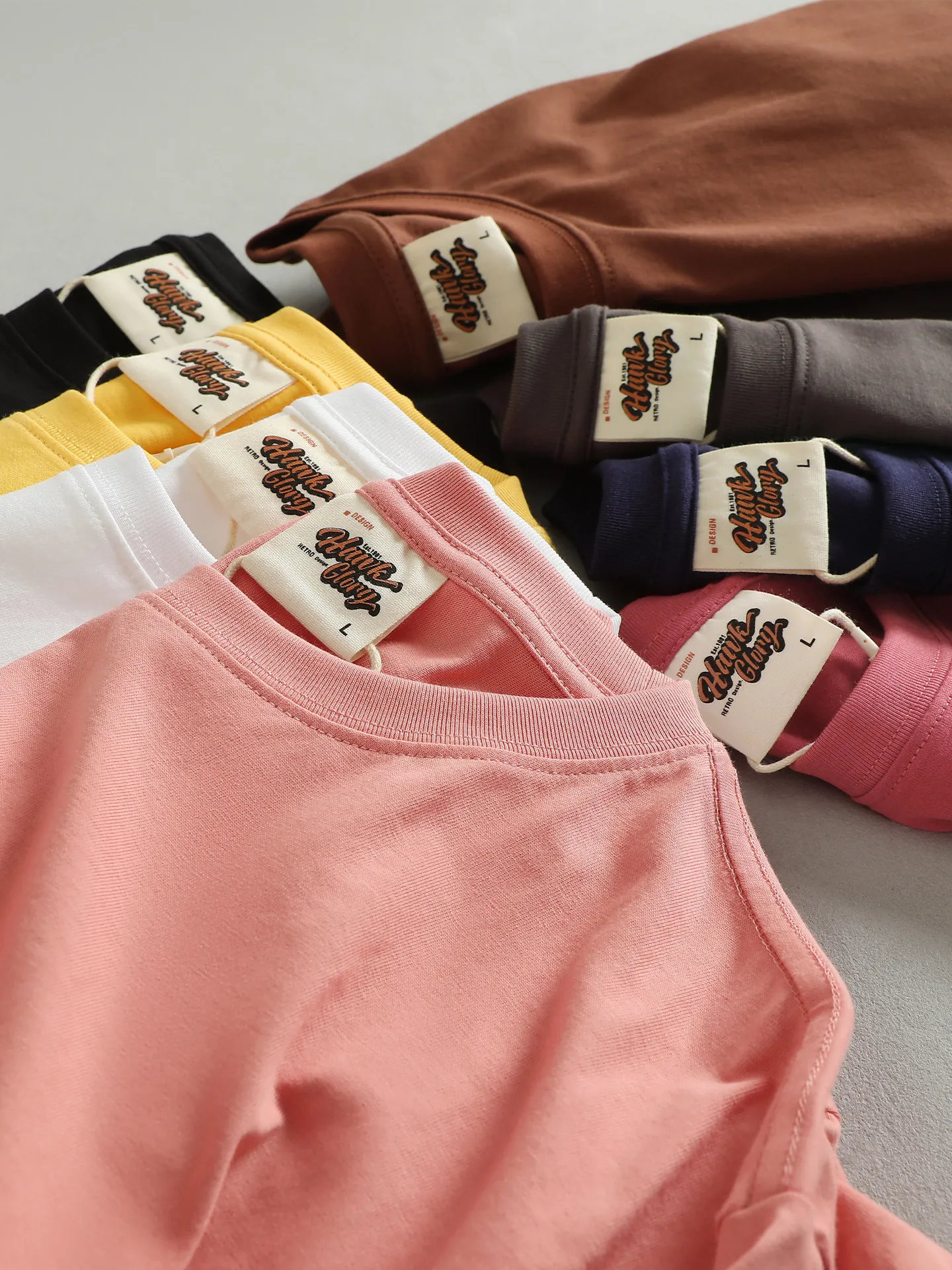 100KG 8-Color Solid Color Basic Vintage 100% Combed Cotton Men's Tee Summer Crew Neck Comfort All-Match Half-Sleeve T-shirt Top
