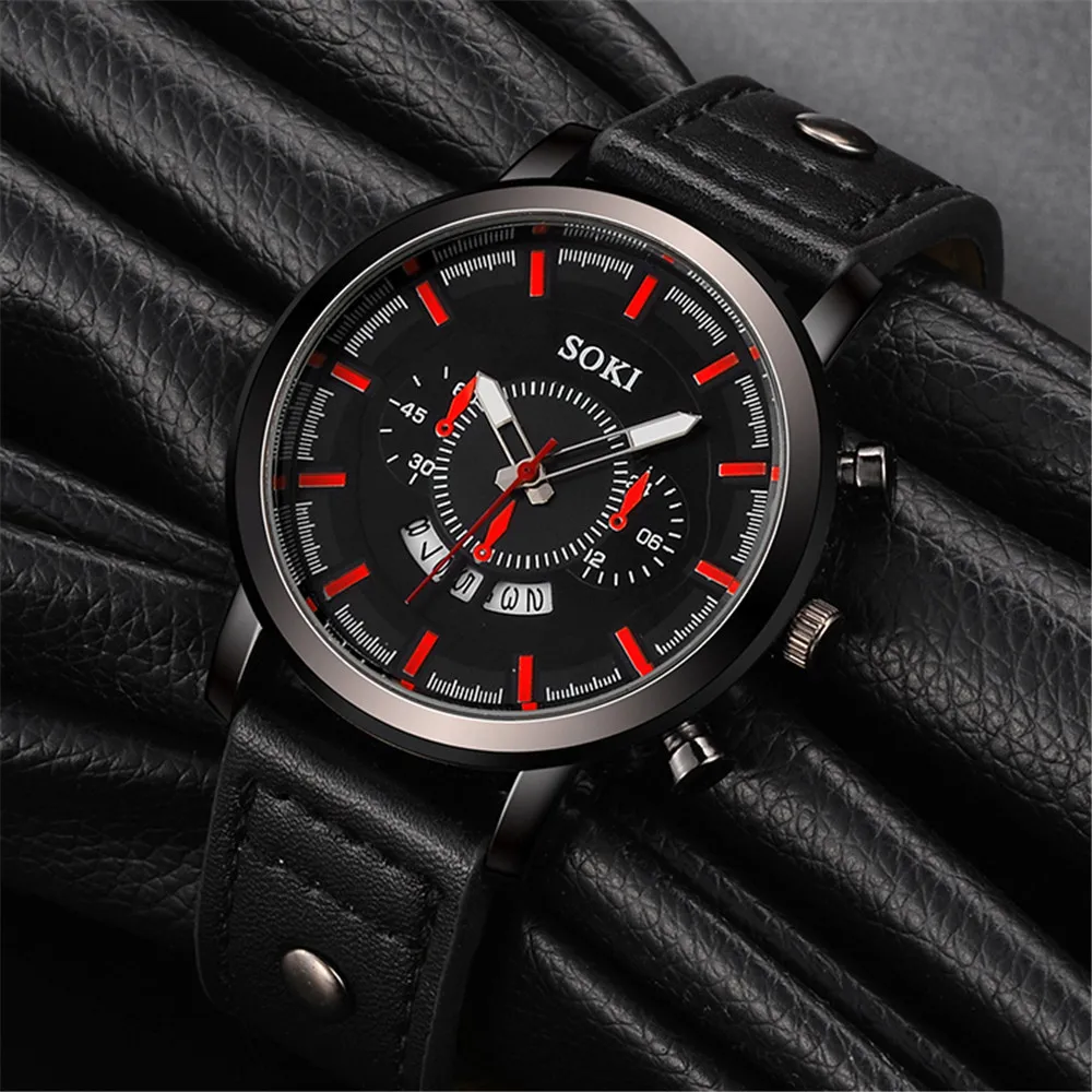 UTHAI CE101 Casual Fashion Business Men\'s Watch pu Strap Calendar Sports Student Quartz Watch