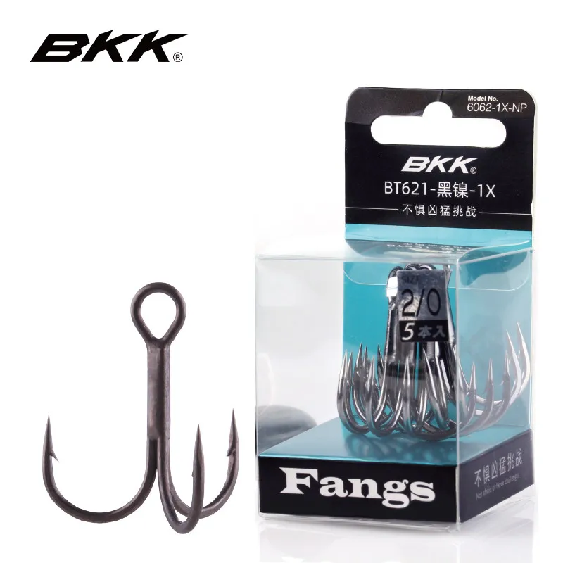 

Крючки тройные BKK BT621, черный никель, размер 1/0 # 2/0 # Острые рыболовные крючки с зубцами для морской ловли на приманки