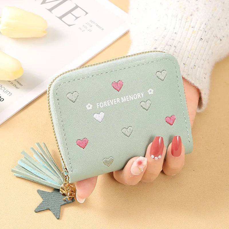 1PC Women Small Wallet Ladies Mini Tassel Wallet Cute Girl Short Zipper Lovely Pu Leather Coin Purse Female Hand Wallet Purse