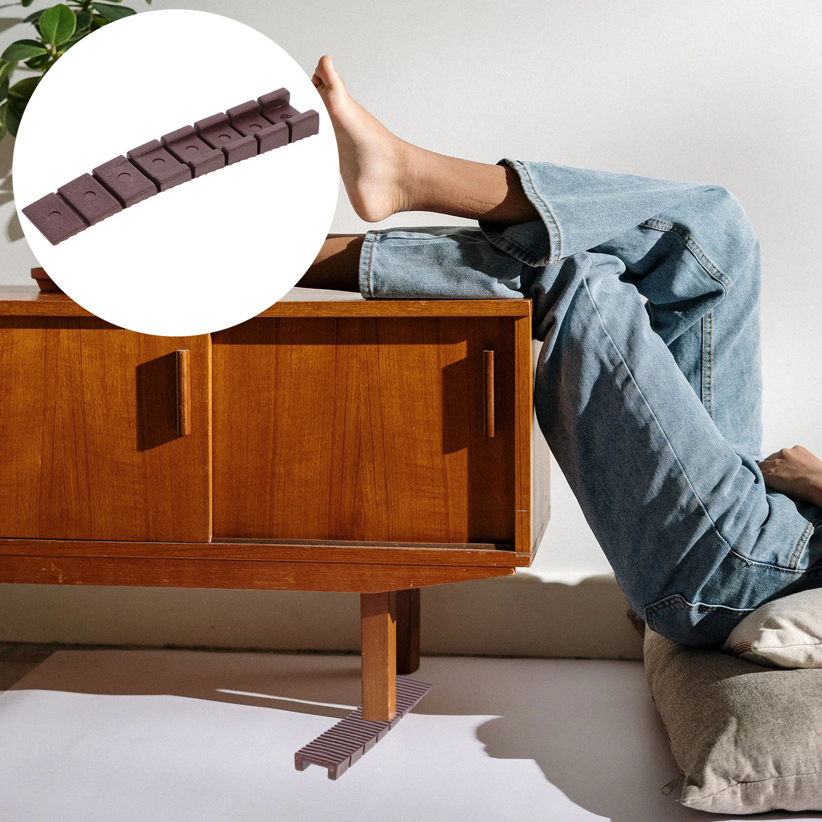 

20 Pcs Adjustable Foot Pads Furniture Leveling Shims for Accessories Height Adjuster Brown Levelers Blocks