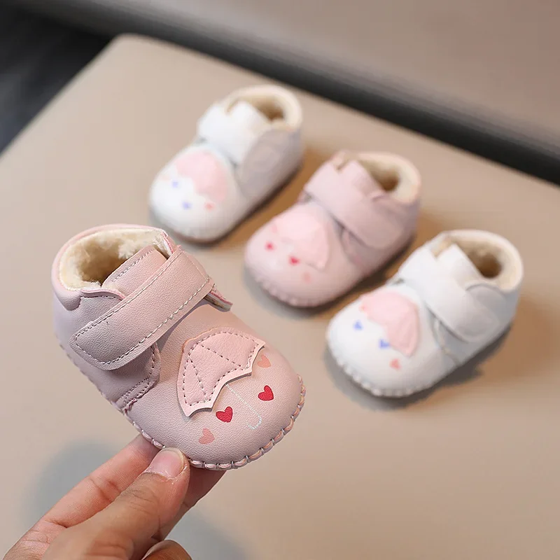 

Baby Princess Shoes Soft Sole Girl Cotton Shoes Autumn and Winter 3-6 Months Keep Heel and Plush 0-1 Years Old