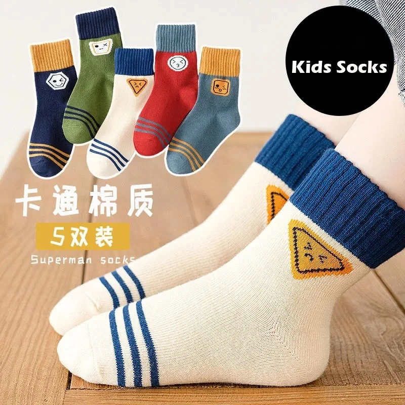 5 Paare/los Herbst Baumwolle Baby Socken Mädchen Jungen 1-8T Kinder Cartoon Junge Muster Socken Winter Frühling