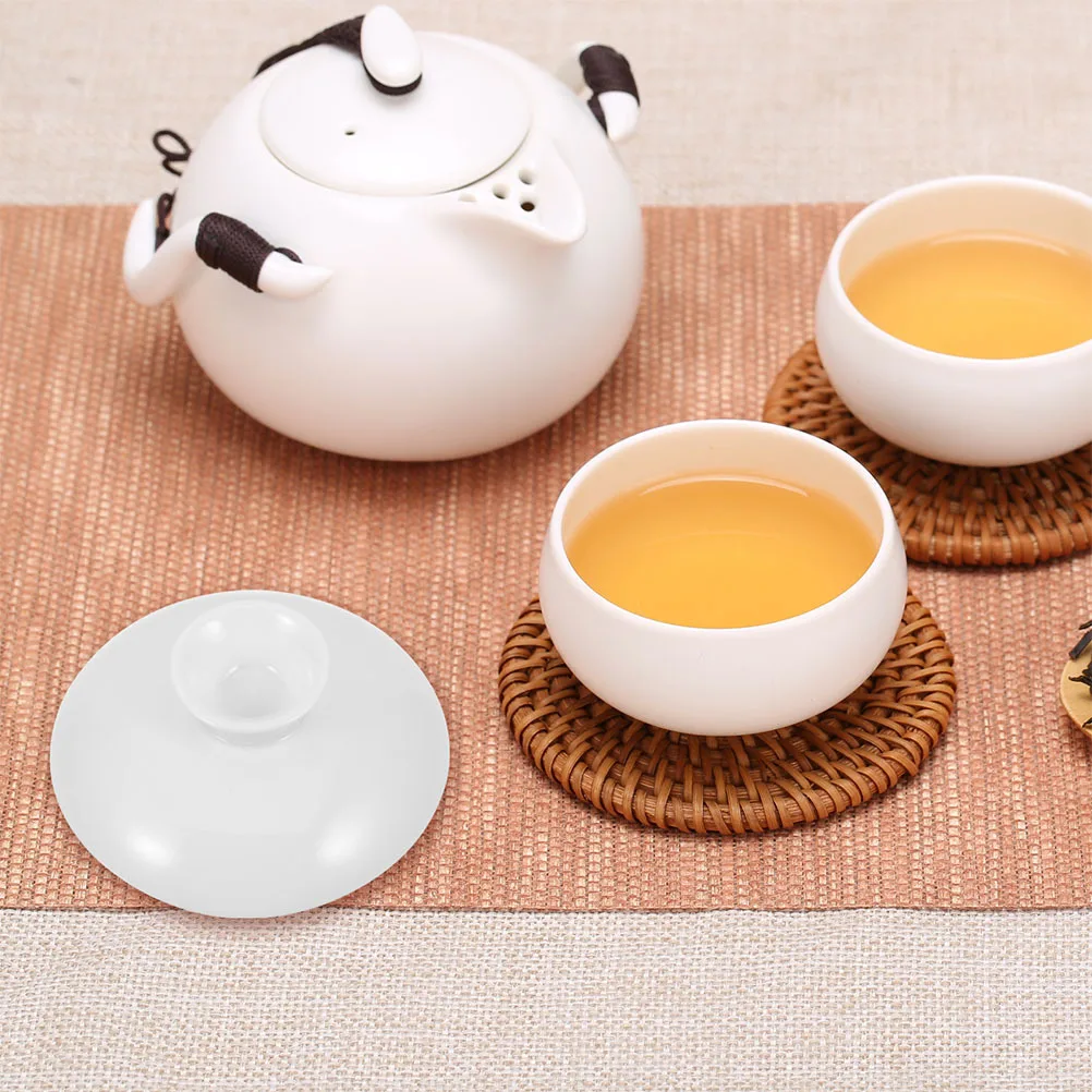 

2Pcs Tea Cup Ceramic Lid Replacement Smooth Edge Prevent Scalding Teapot Cover Accessory Ceramic Teapot Lid