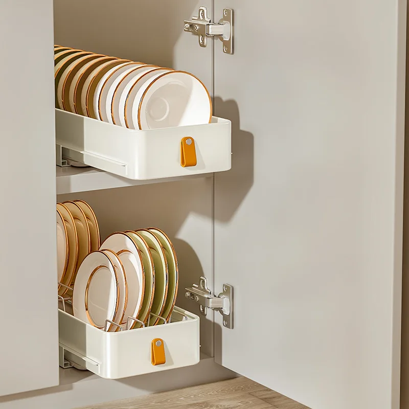 Pull-out Dish Rack for Dishes Kitchen Under Sink Drawer-type Pull-basket Dish Rack and Drain Rack in The Cabinet