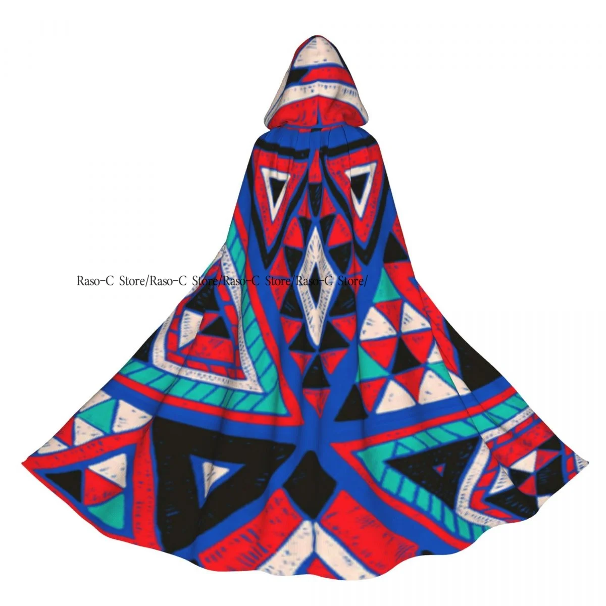 

Unisex Witch Party Reversible Hooded Adult Vampires Cape Cloak Indian Geometric Triangle Tribal Ethnic Texture