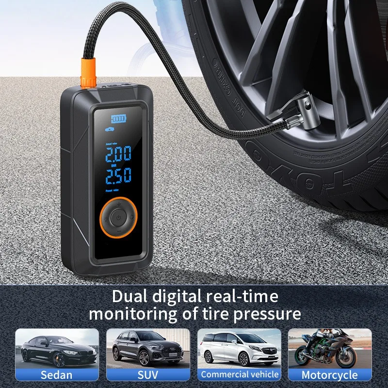 Wireless Car Tire Inflator Air Pump Portable Air Compressor Electric Air Injector LCD Display for Car Bike Motorcycle Tyre Ball