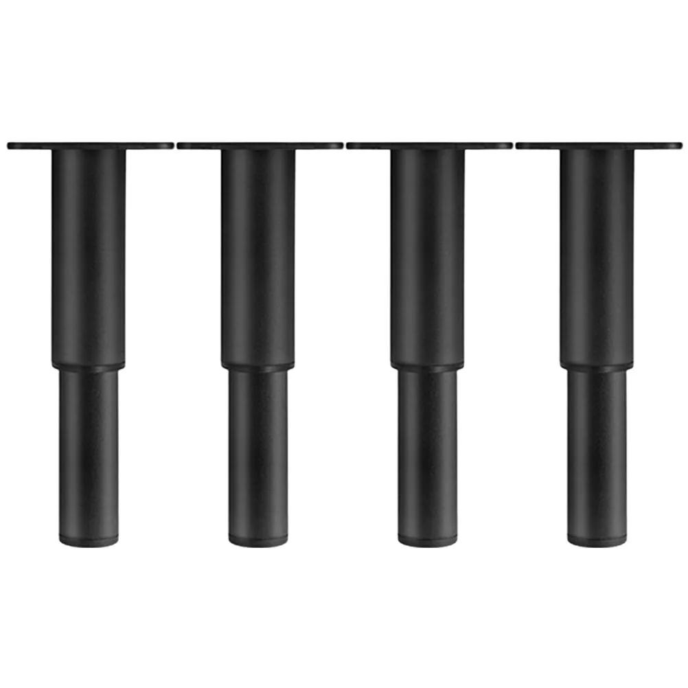 

4 Pcs Black Metal Furniture Legs 13cm to 24cm Adjustable Replacement Sofa Couch Feet Rubber Sturdy Steel Modern Style