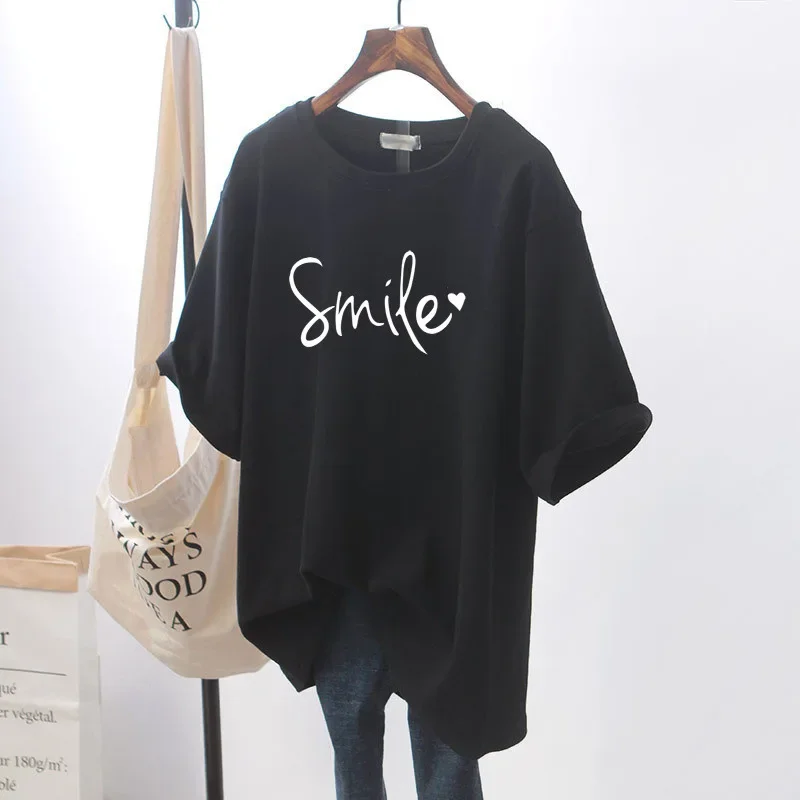 2025 Summer New Women T-shirt Harajuku Loose Short Sleeve T Shirt Female Kawaii Print O-neck Unisex Clothes Top White Streetwear