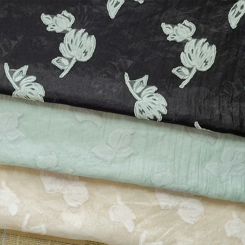 

Summer Floral Dresses Fabric - Soft and Delicate Jacquard European Organza Material for Women's Clothing and Gowns