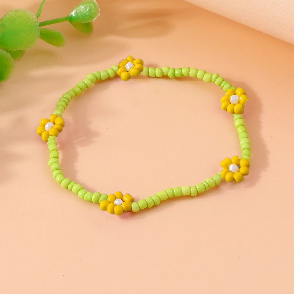 Aihua 1pc bunte kleine Blume Fußkettchen Böhmen handgemachte Multi Perlen Reis Perlen Knöchel Armband für Frauen Kinder Strand Schmuck Geschenk – Detail 18