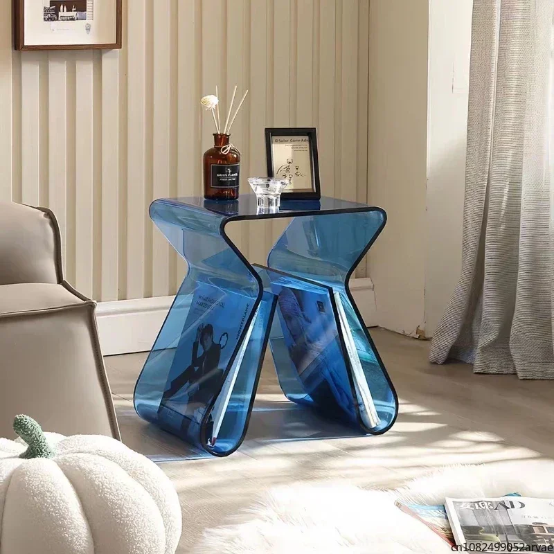 Light Luxury Transparent Acrylic Coffee Table, Fashionable Sofa Side Table, Designer Simple Bedside Table, Home Furniture