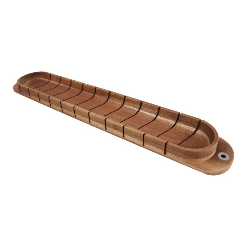 Extra large Acacia bread miter bread tray catcher crumb tray long bread slicer 1.75x4.75 x 29.25 inches