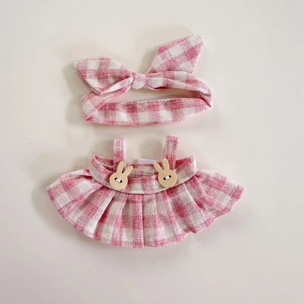 Vêtements pour poupées Labubu idole, 17cm, tenue de fête, accessoires, vêtements, cadeau pour enfants, jupe à carreaux mignonne