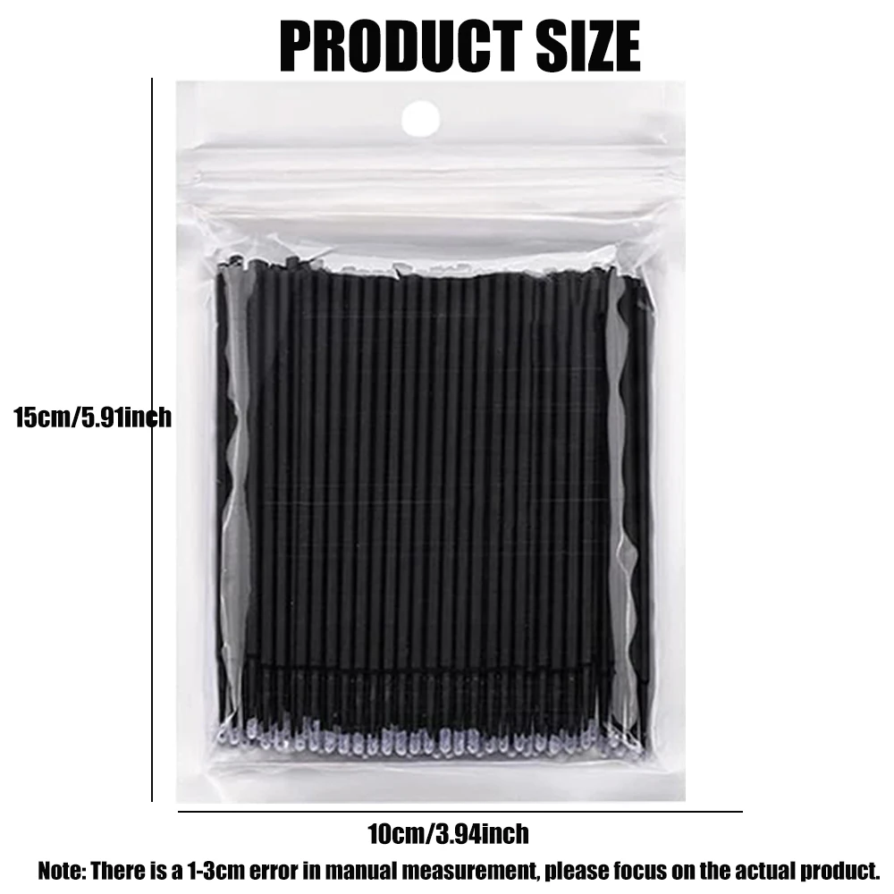 100PCS Micro Swab Applicator Eyelash Cleaning Brush Lash Extension Micro Brushes Cotton Swab Individual Eyelashes Removing Tool