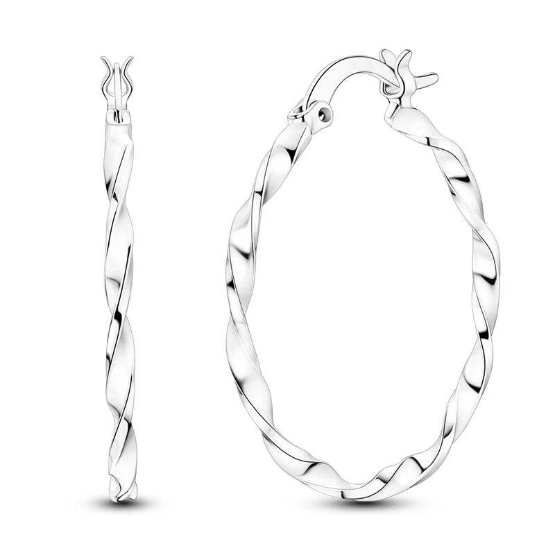 

925 Sterling Silver Earrings Women Sparkling Mobius Strip Hoop Earring For Anniversary Wedding Jewelry Gifts
