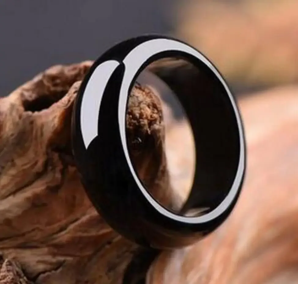 

wholesale 4pcs Chinese natural black jade machining carved ring size：7-8-9-10-11-12