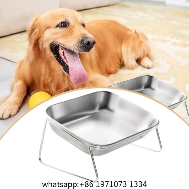 Elevated Cat Bowl Pet Feeder Snack Container Stainless Steel Raised Cat Food Bowl for Puppy Small Pets