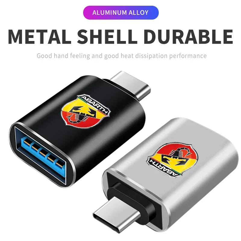 1PCS USB 3.0 Type C Adapter Converter Suitable For Fiat ABARTH 124 125 130 131 500 595 Esseesse 695 Punto Scorpion Accessories