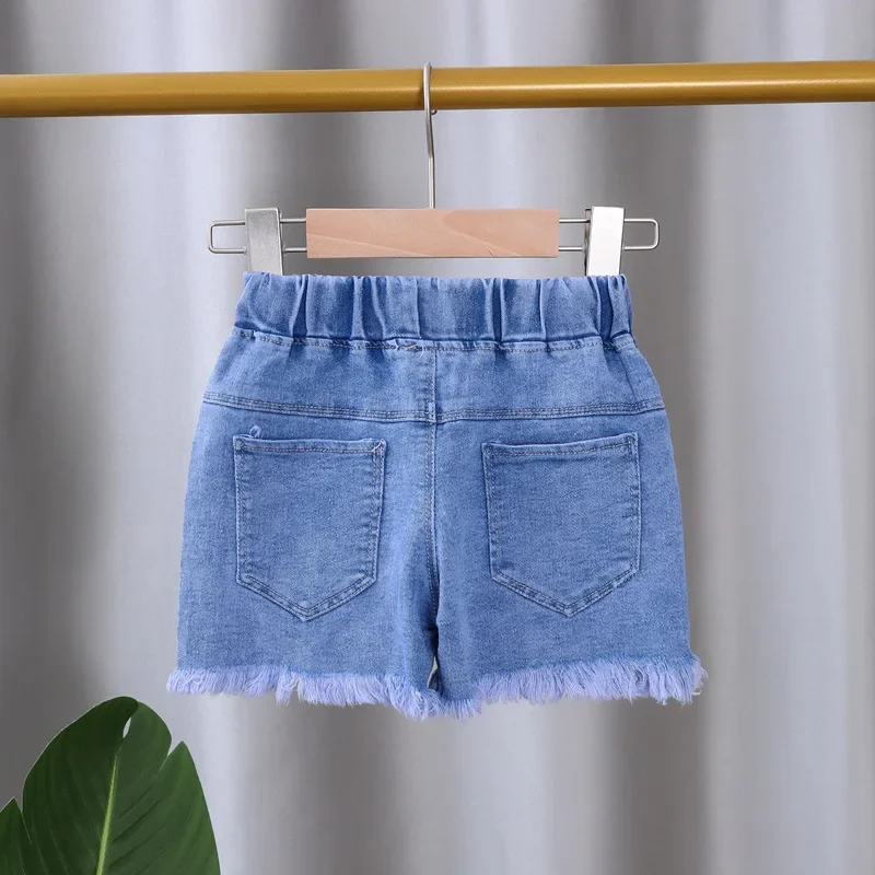 Baby Girls Shorts Jeans Kids Eastic Band Short Pant 2024 Summer 1 To 4 Yrs Children\'s Cartoon Trousers Korean Style Clothing