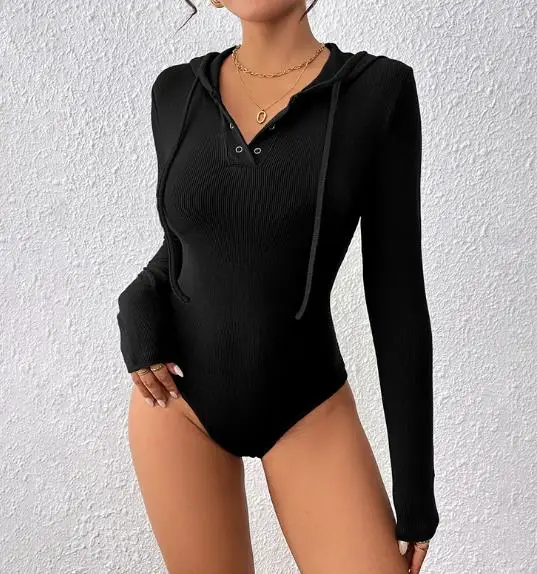 

2026 Elegant New Fashion Casual Autumn and Winter Hooded Knitted Long Sleeved Trench Jumpsuit Spicy Girl Slim Fit Jumpsuit