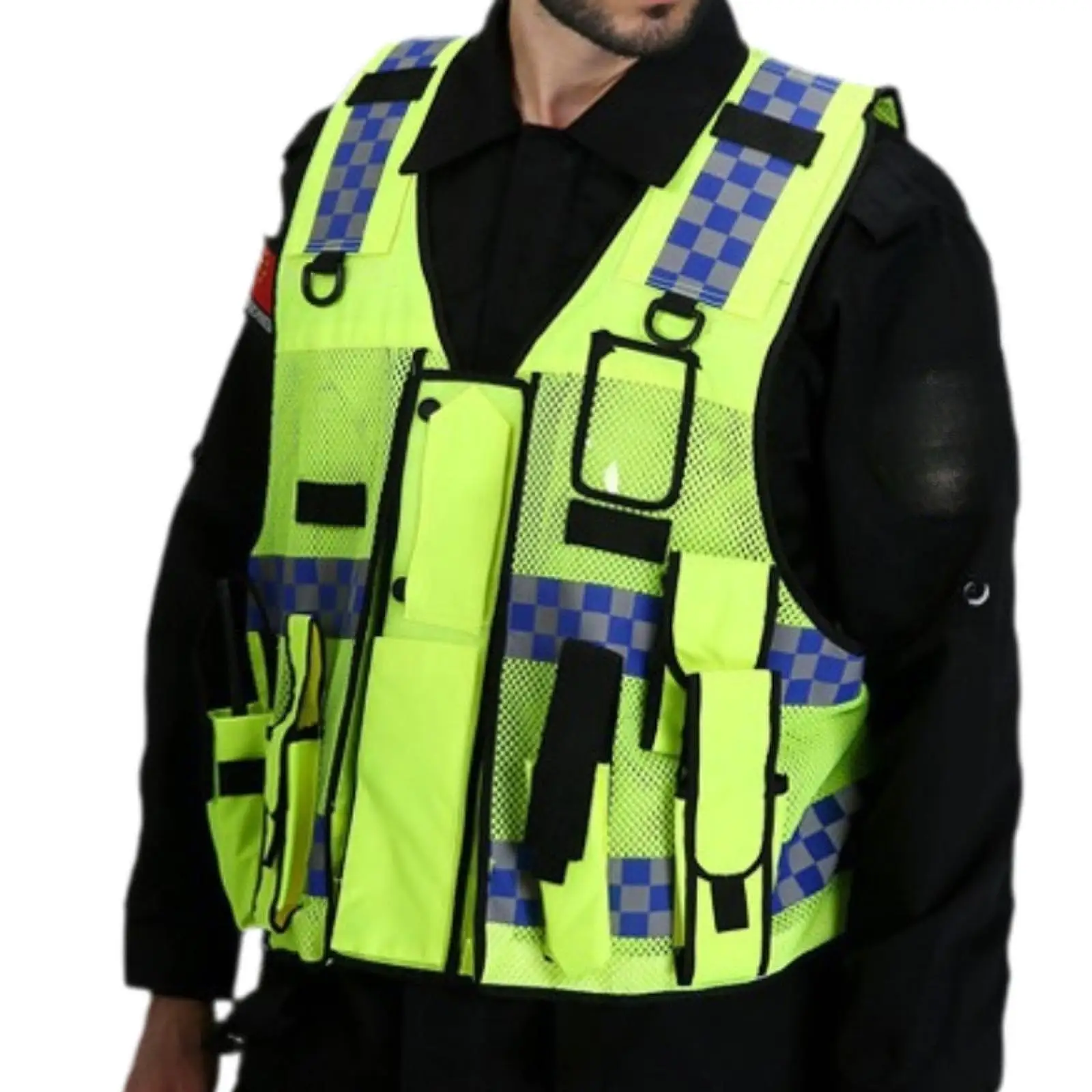 Reflective Safe Vest with Pockets with Reflective Strips for Adults High Visibility Vest for Hiking Dog Walking Outdoor