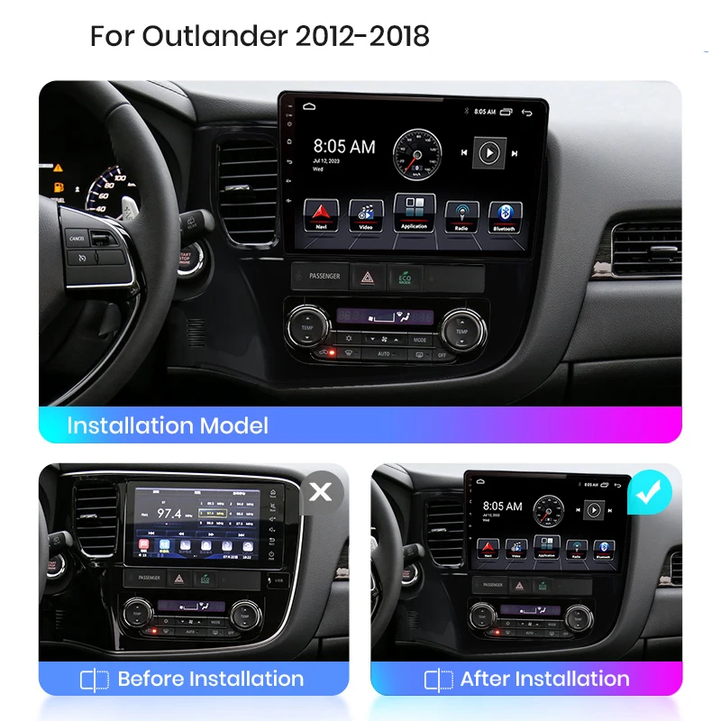 Android13 Carplay radio For Mitsubishi Outlander 3 GF0W GG0W 2012 2013-2018 Car stereo Multimedia Player Android Auto GPS Navi