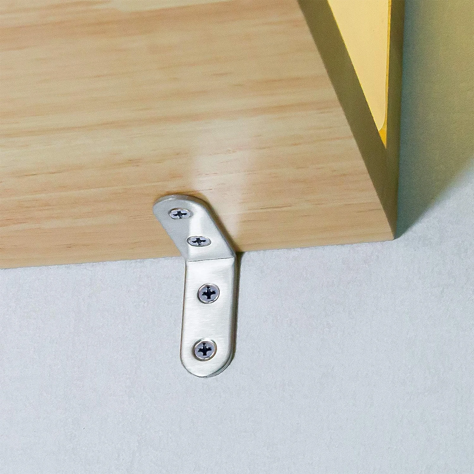 10PCS Stainless Steel L Brackets 90 Degree Corner Brace Support for Wood Shelves Furniture Cabinet Drawer with Screws