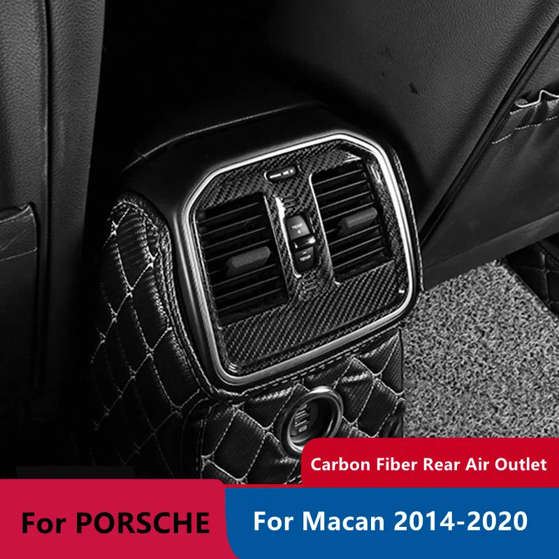 

Carbon Fiber Air Outlet Cover Trim for Porsche Macan Accesorios Rear Back Air-Conditioning Vent Decorative Frame 2014-2020 2023