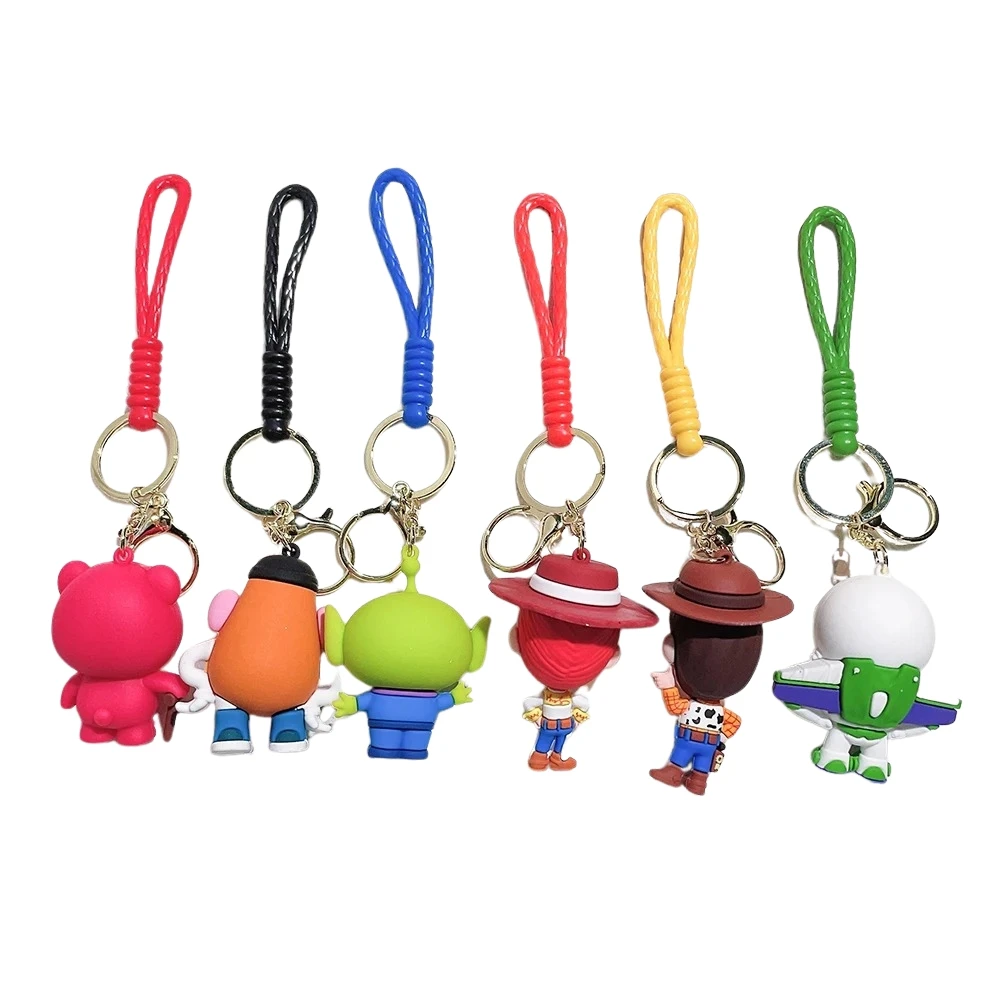 6 Pcs/set Disney Anime Toy Story Keychain Cute Woody Buzz Lightyear Doll Keychain Couple Bag Pendant Key Chain Jewelry Toy Gifts